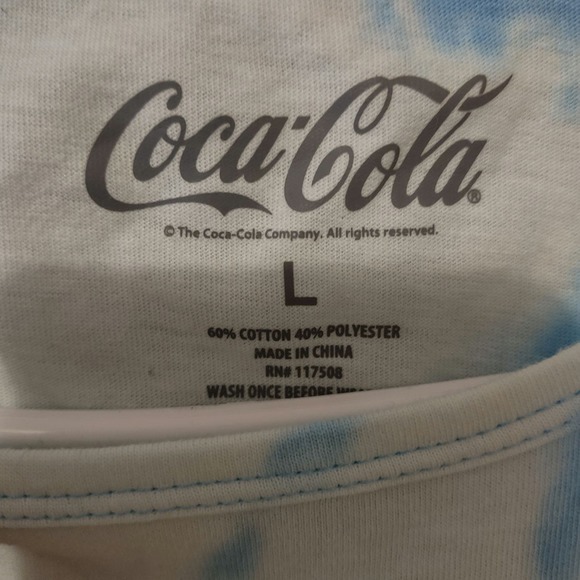 NWT Juniors Coca Cola Blue Tie Dye Long Sleeve Tee Size Large - Picture 2 of 4
